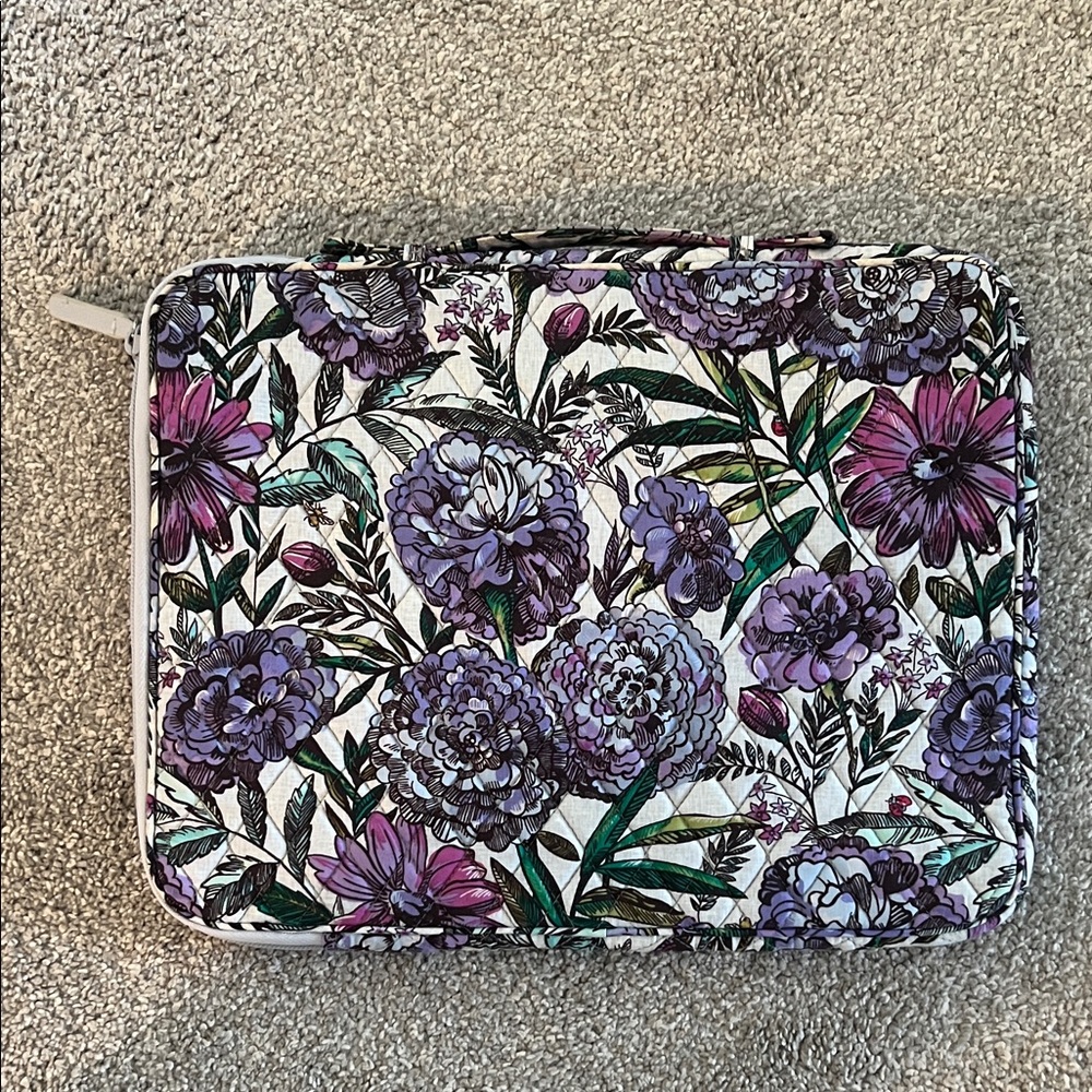 Vera Bradley Quilted Floral Laptop Organizer Sleeve in Purple & Green